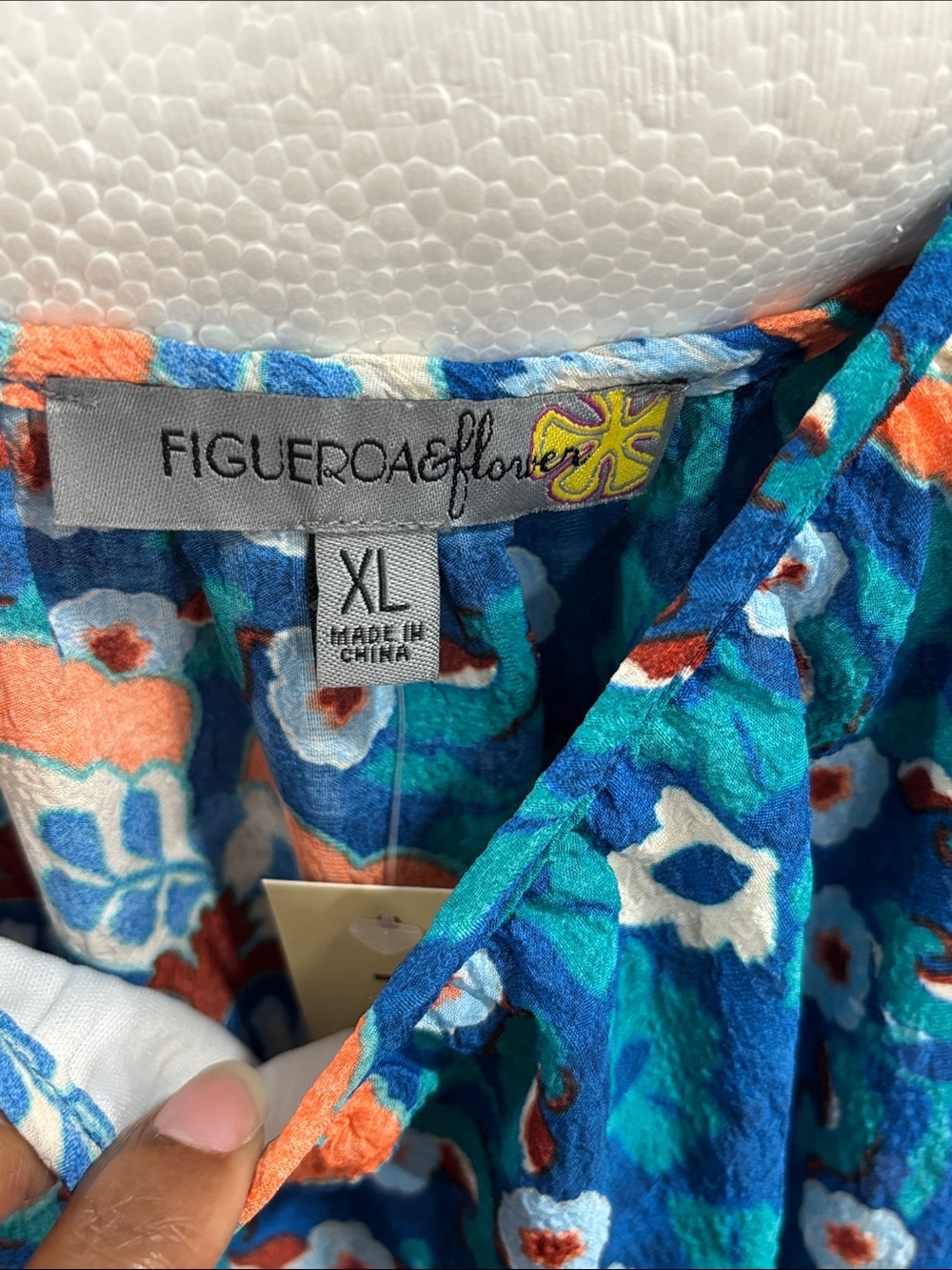 Figueroa & Flower boho Blue Printed Midi Dress size XL - Picture 5 of 5